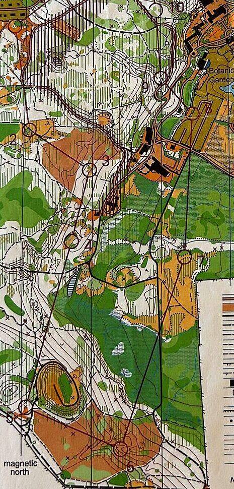 A well-worn orienteering map with course and control descriptions