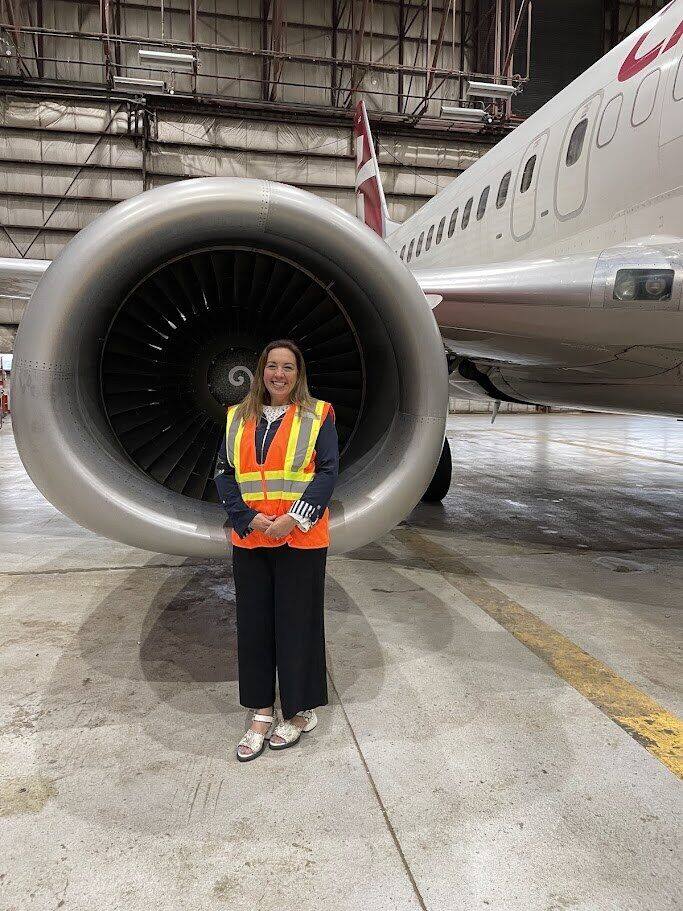 Ellice on-site at a Canadian airline
