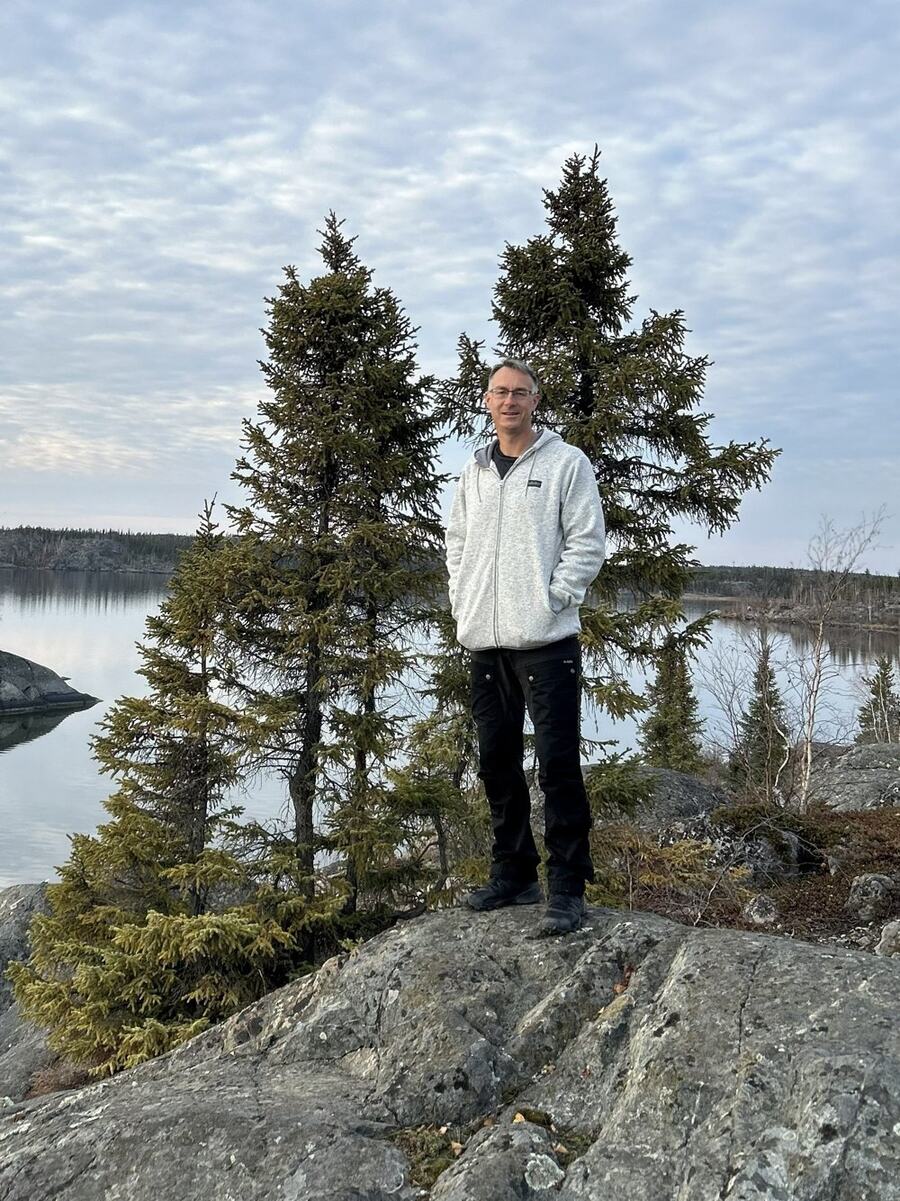 Larry Squire on the Canadian Shield near Yellowknife